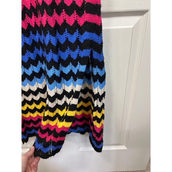 Anthropologie Farm Rio Chevron Rainbow Color Crochet Knit Sweater Maxi Dress S - Picture 5 of 9